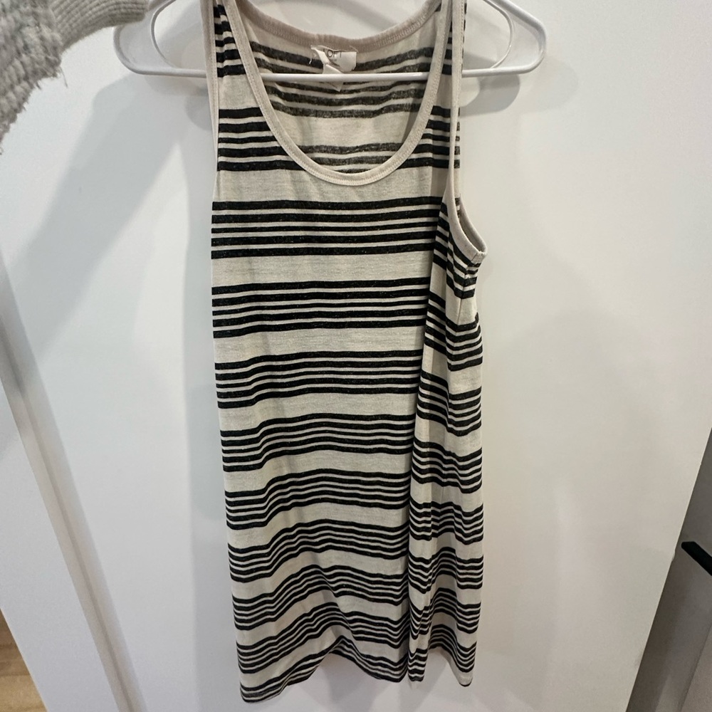 LOFT Black and Cream Striped Dress